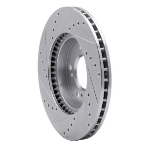 Acura Integra Brake Rotor (1) - Front Right - R1 Concepts - Drilled & Slotted - Silver - `91-`01